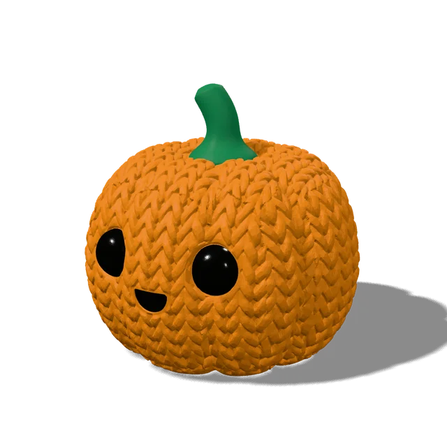 Figura tejida impresa en 3D: calabaza feliz