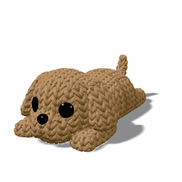 Figura tejida impresa en 3D: perro flexible